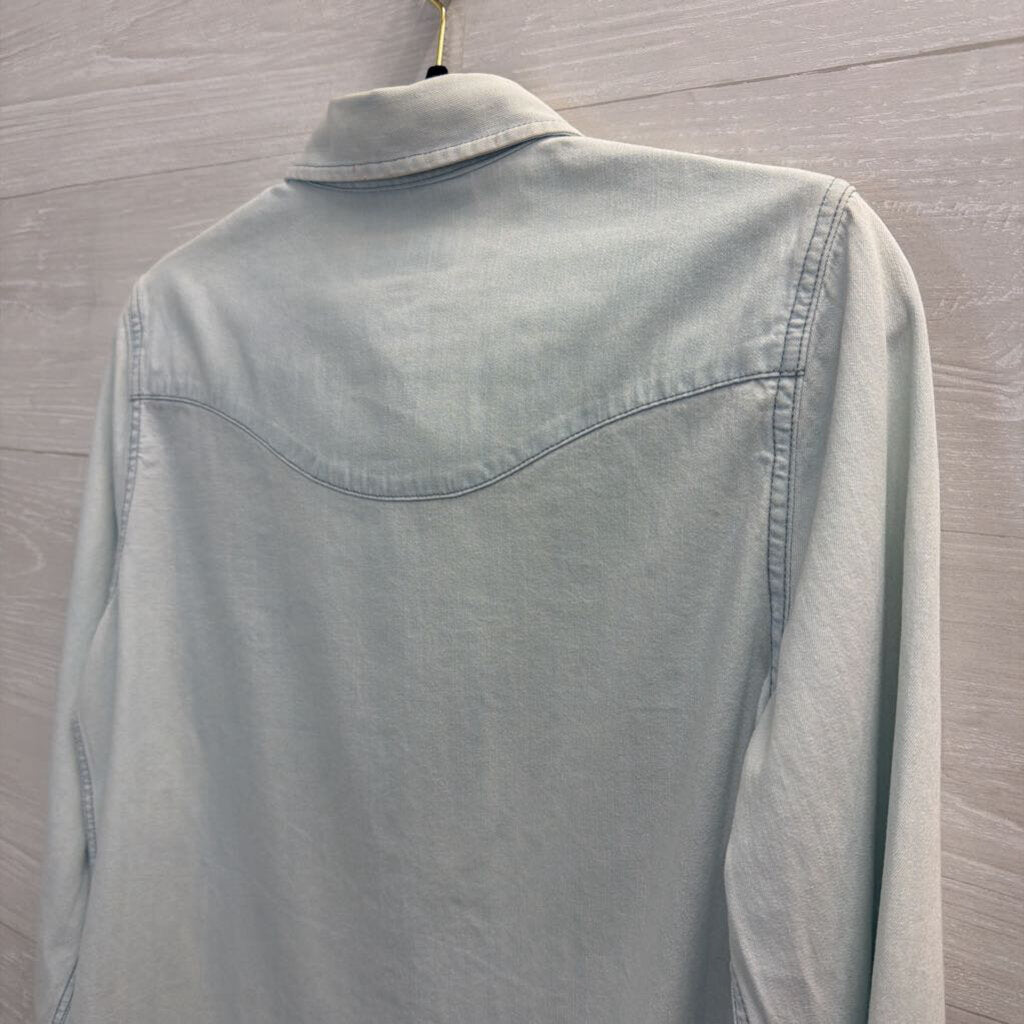 Tecovas Blue Chambray Long Sleeve Snap Front Top Extra Small