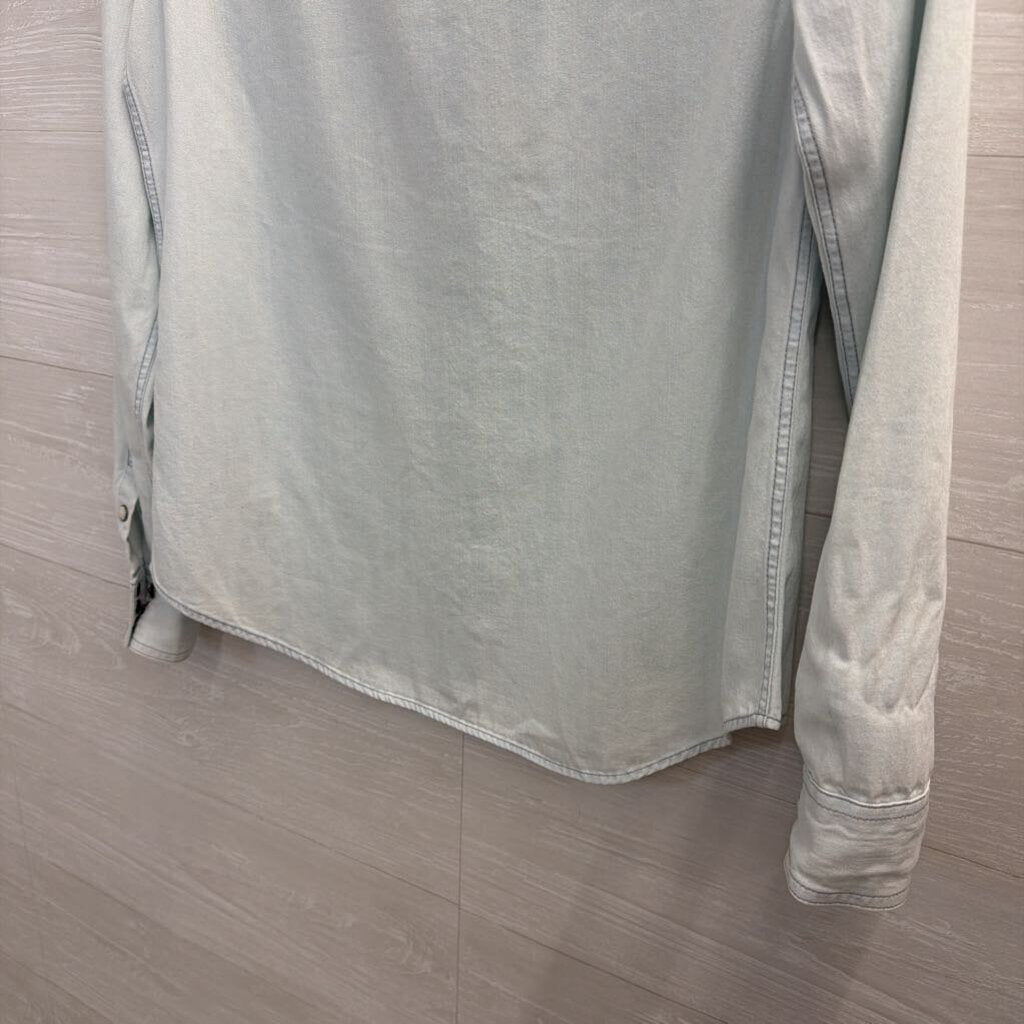 Tecovas Blue Chambray Long Sleeve Snap Front Top Extra Small