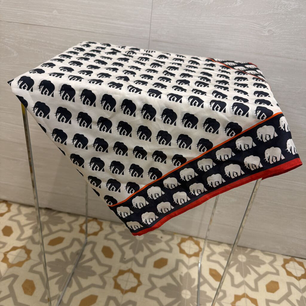 Banana Republic Navy/ White/ Red Elephant Print Scarf