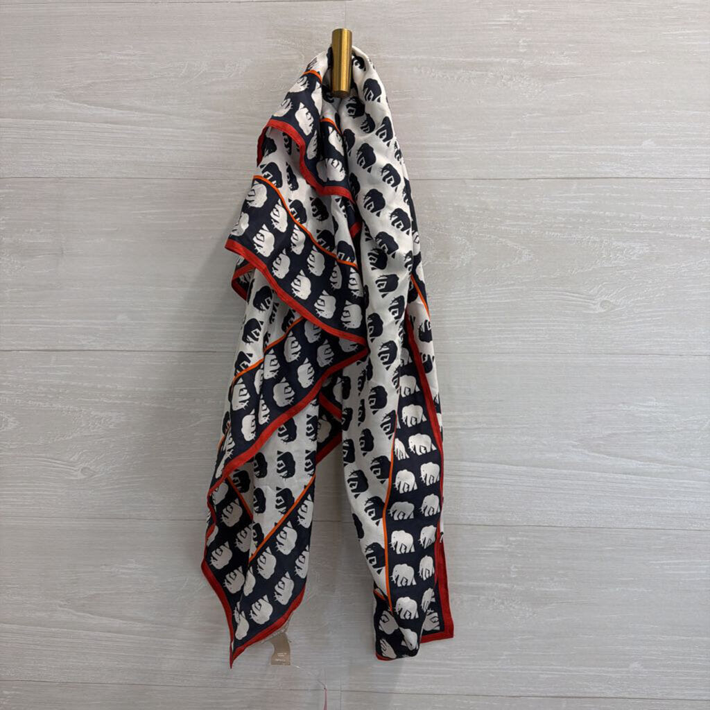 Banana Republic Navy/ White/ Red Elephant Print Scarf