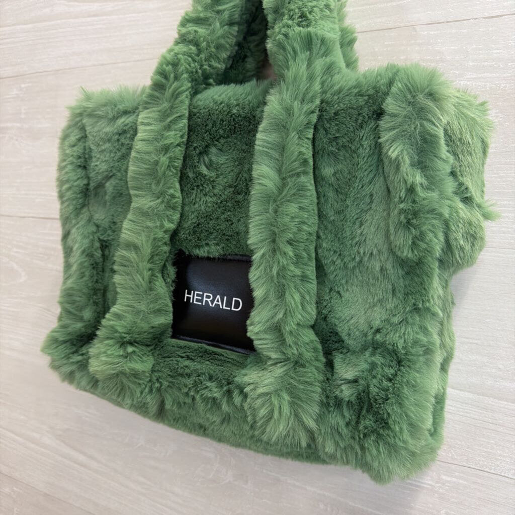 Herald Green Soft Fuzzy Faux Fur Purse