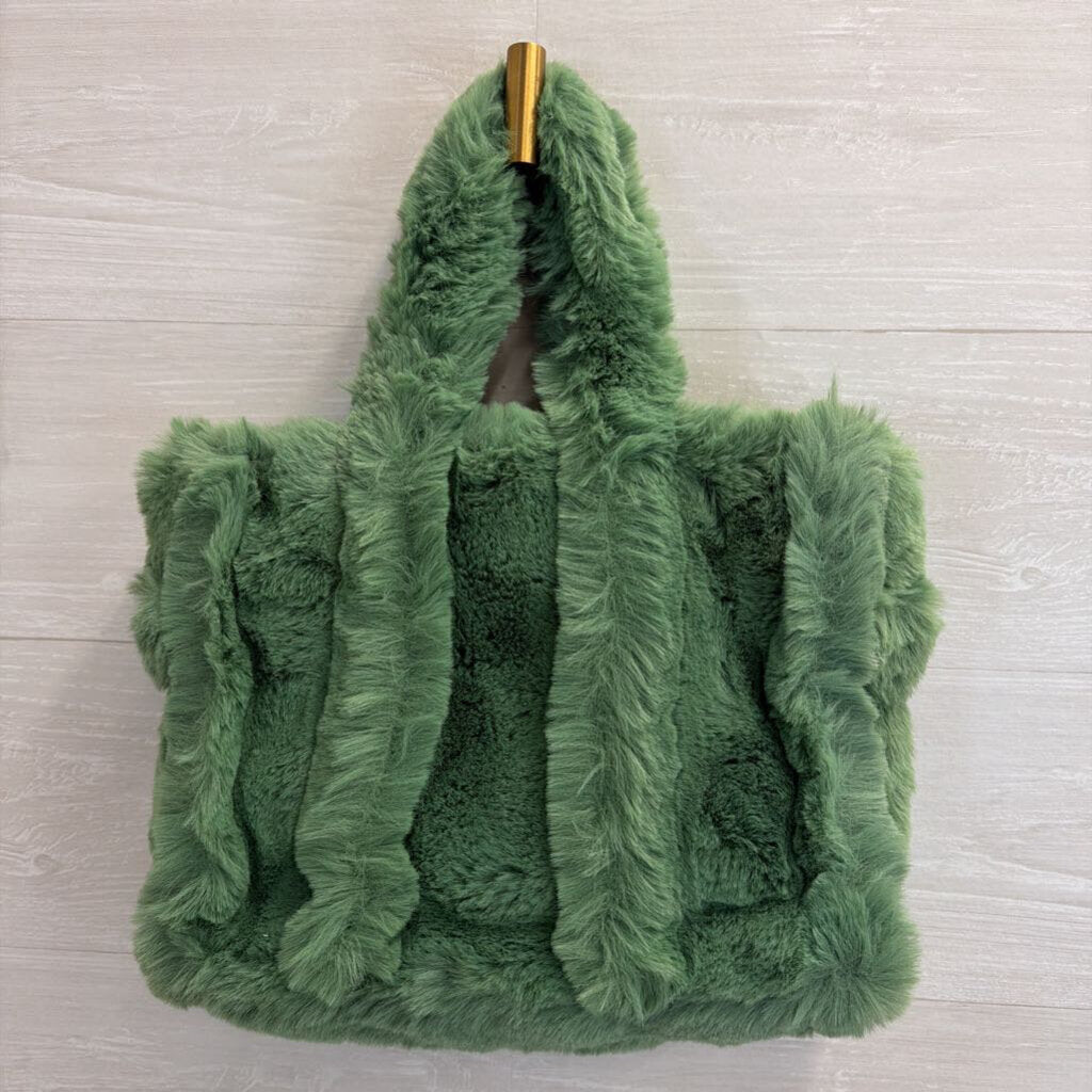 Herald Green Soft Fuzzy Faux Fur Purse