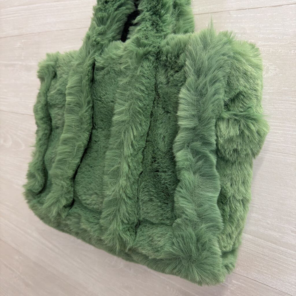 Herald Green Soft Fuzzy Faux Fur Purse