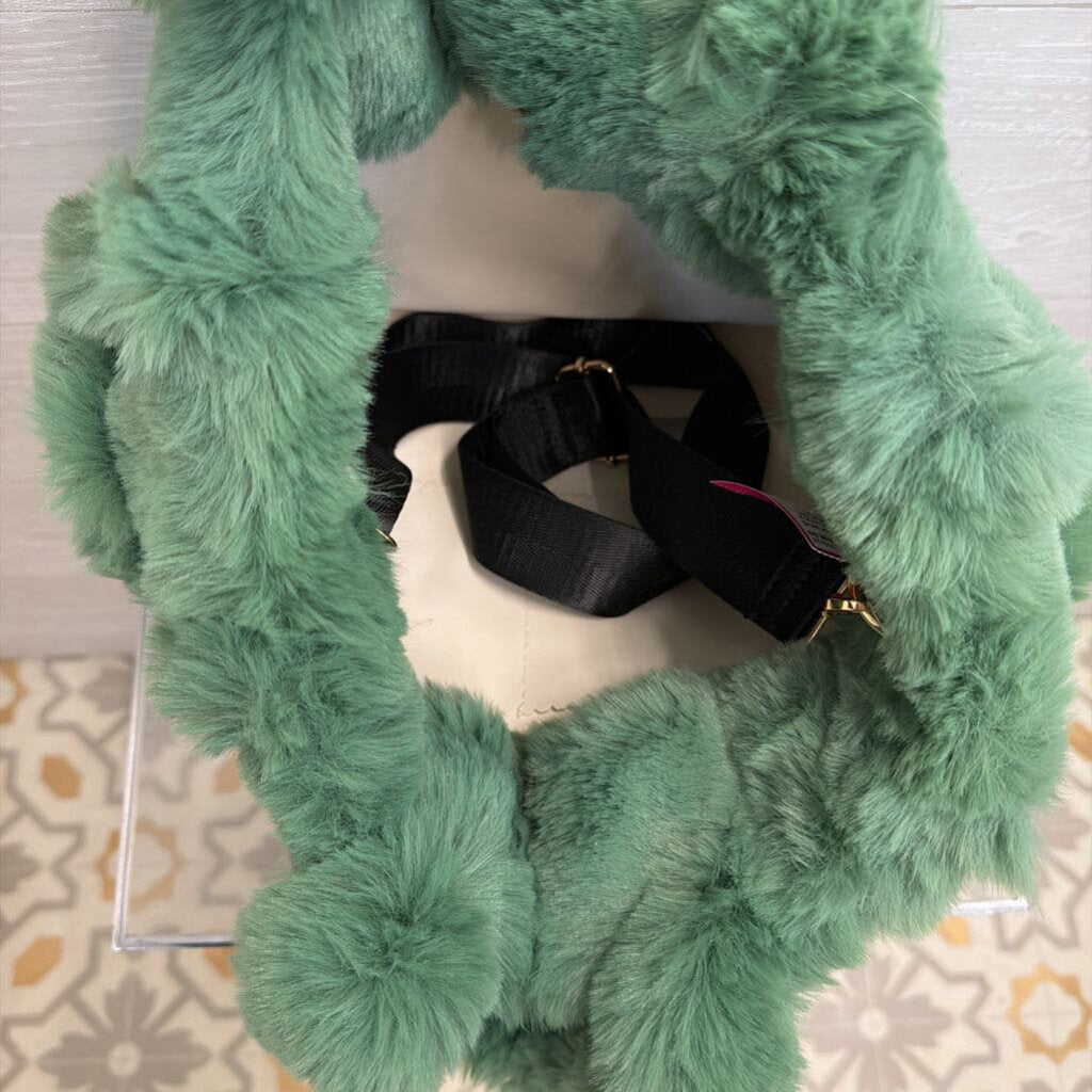 Herald Green Soft Fuzzy Faux Fur Purse