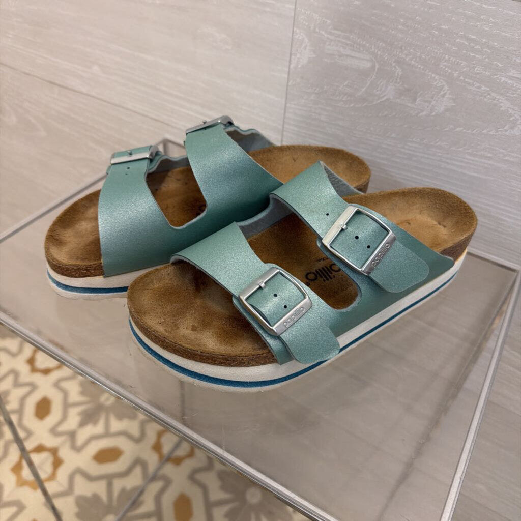 Papillio by Birkenstock Metallic Blue Arizona Platform Sandals 36