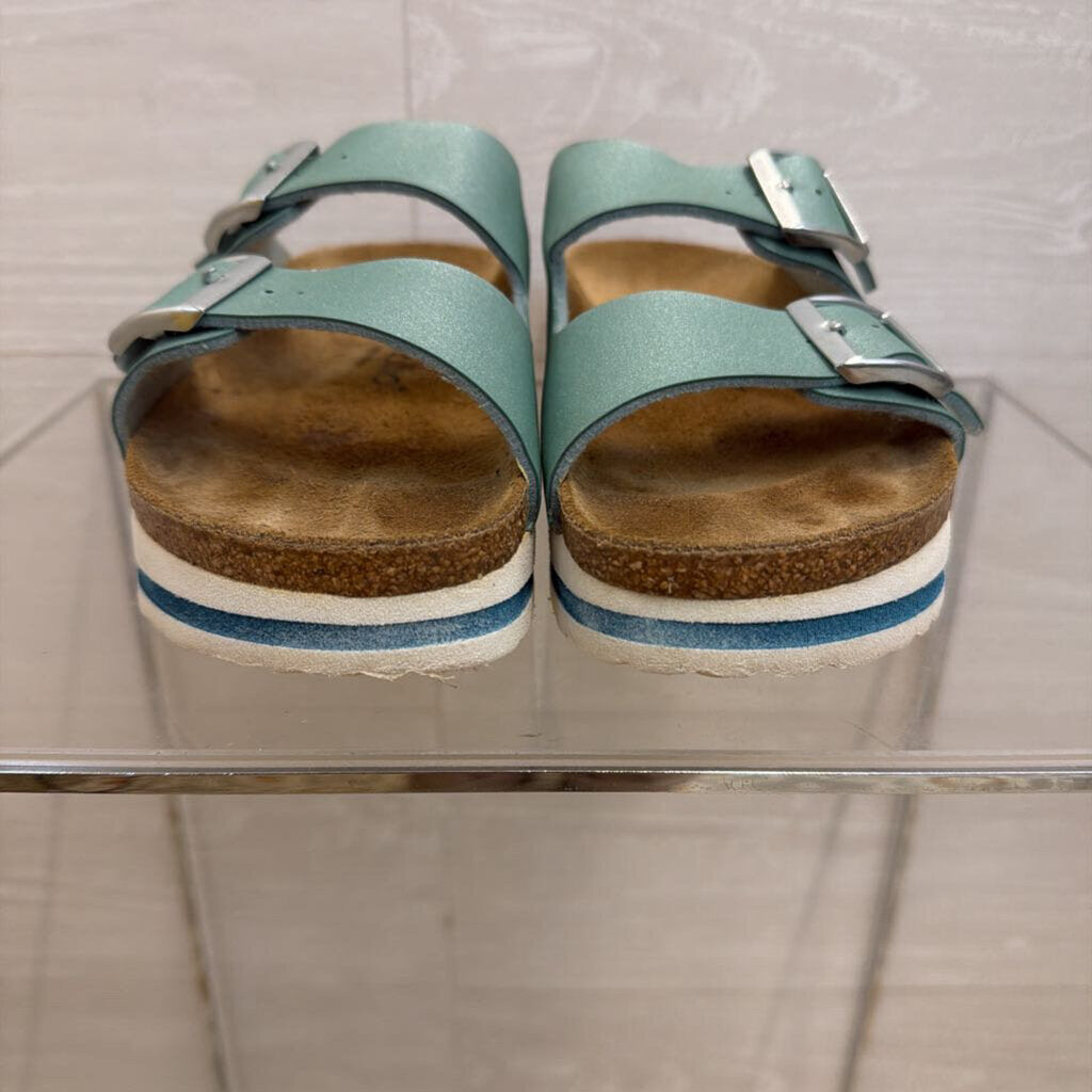 Papillio by Birkenstock Metallic Blue Arizona Platform Sandals 36