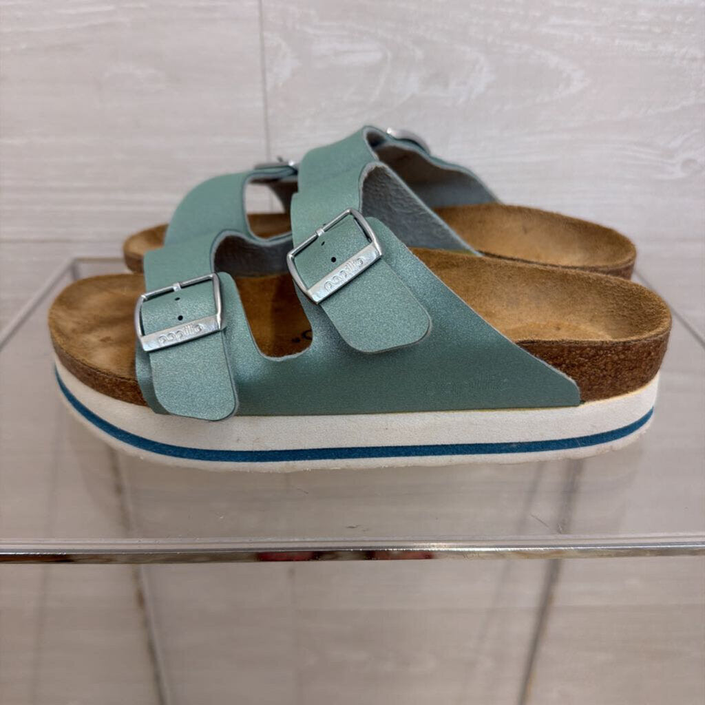 Papillio by Birkenstock Metallic Blue Arizona Platform Sandals 36