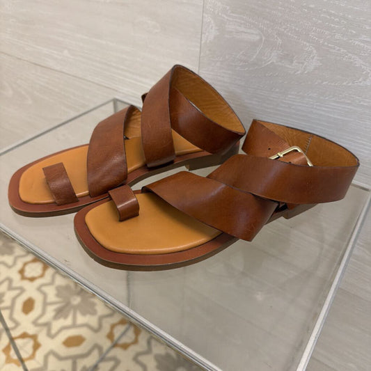 Diba True Brown Leather Cite See Sandals 6