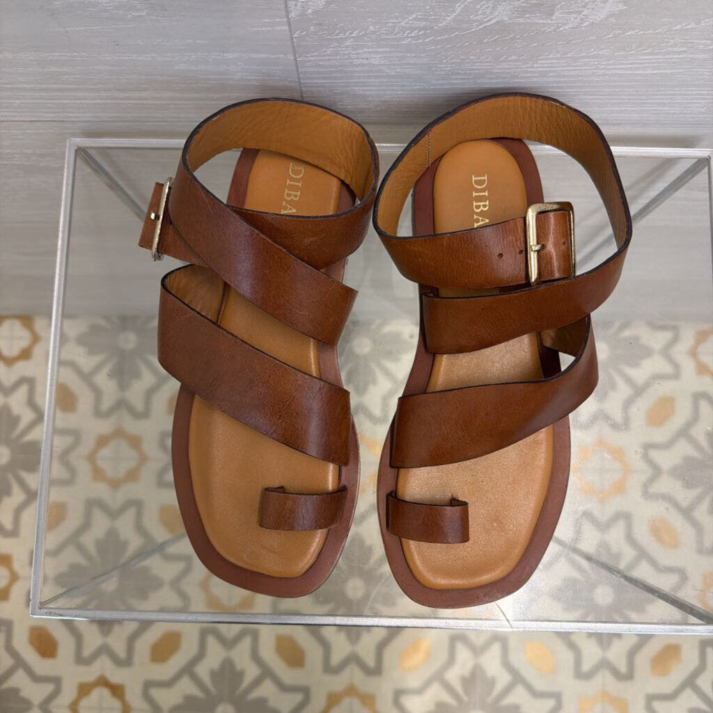 Diba True Brown Leather Cite See Sandals 6