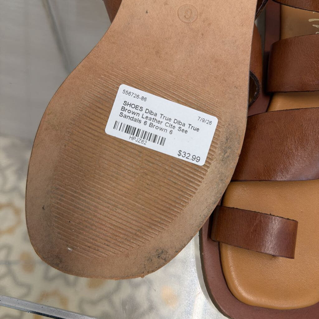 Diba True Brown Leather Cite See Sandals 6