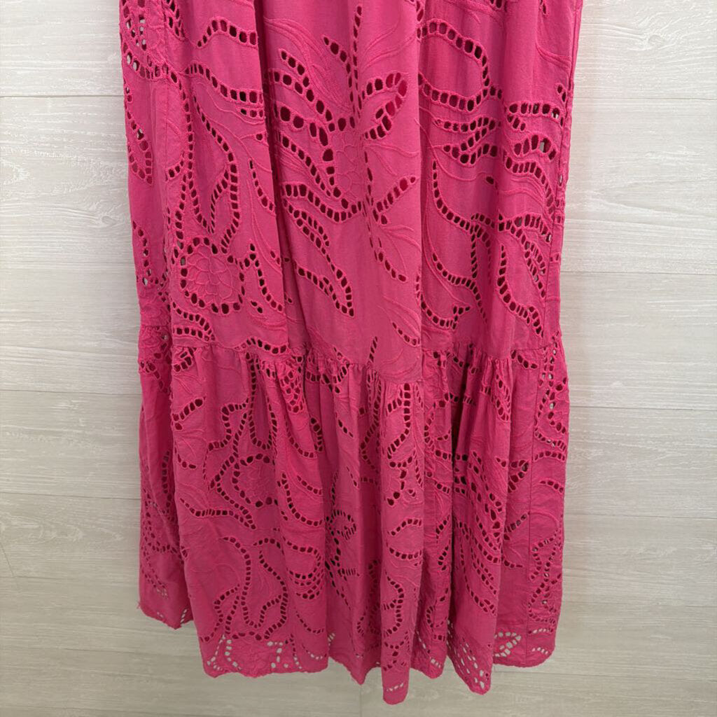 Maeve Pink Eyelet High Neck Maxi Dress Extra Small