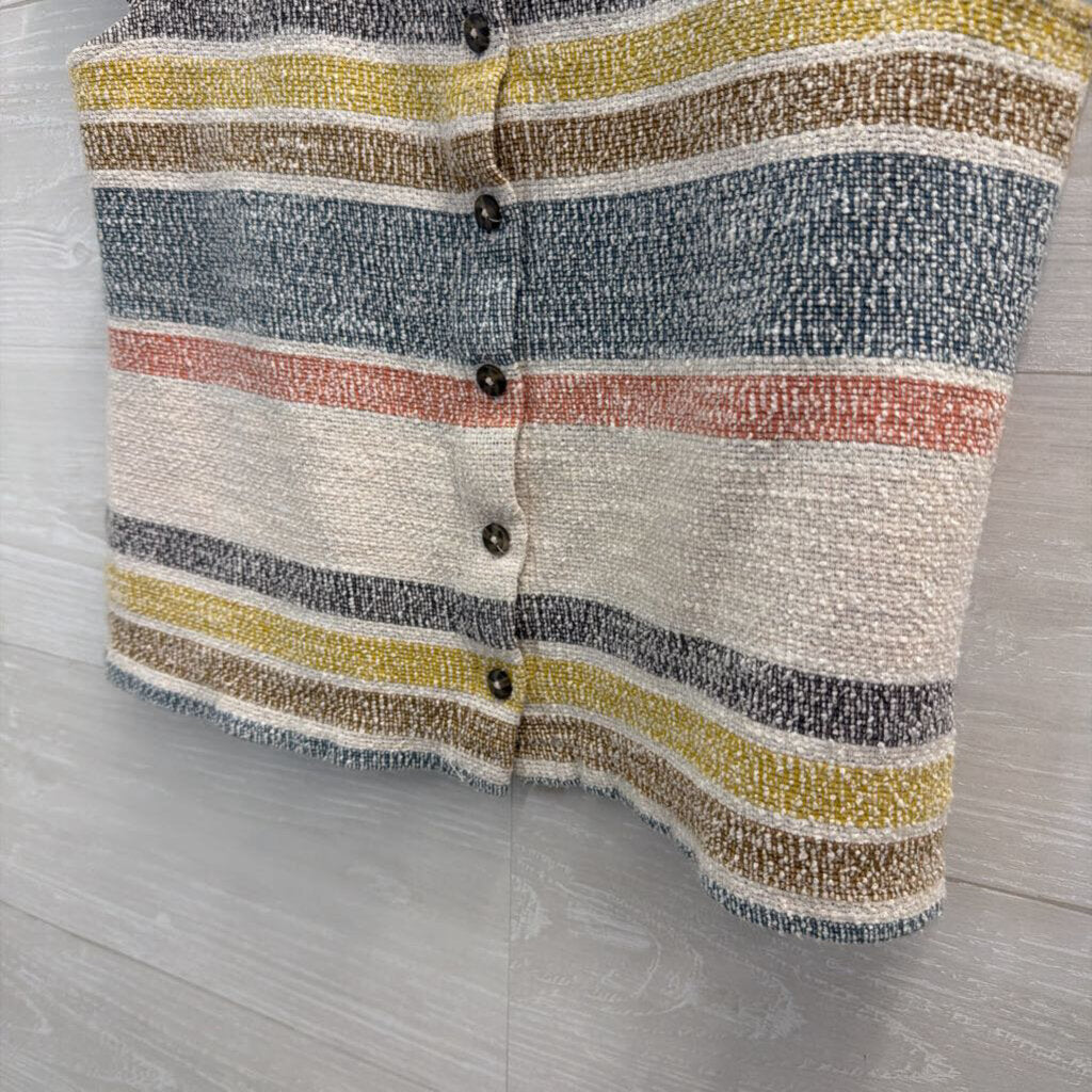 Texture and Thread Madewell Cream/ Multi Striped Button Front Top Small