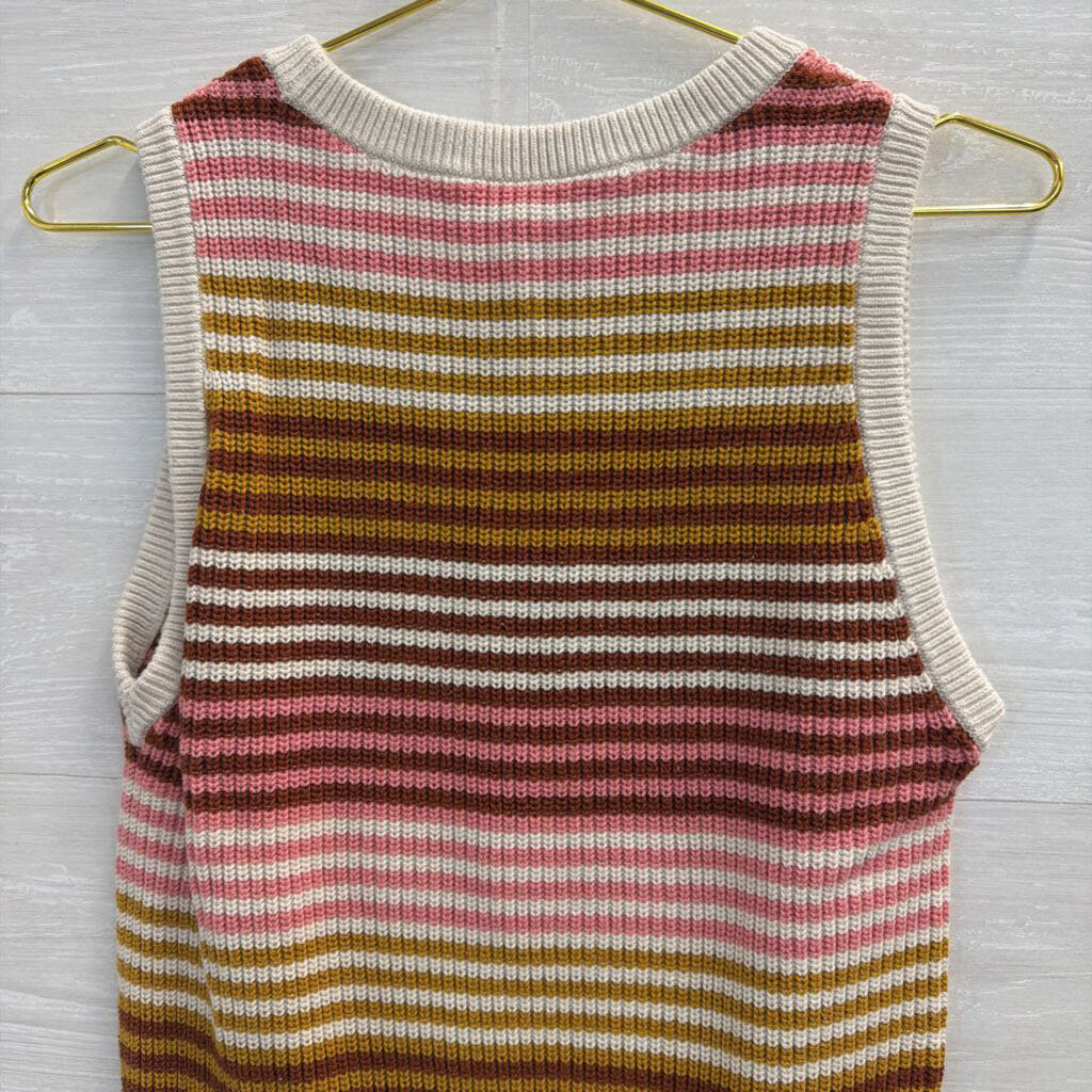 Loft Beige/ Multi Striped Knit Sleeveless Top Small