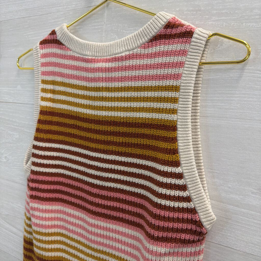 Loft Beige/ Multi Striped Knit Sleeveless Top Small