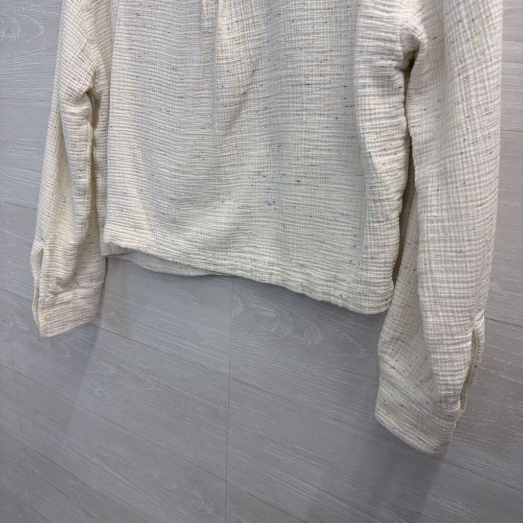 Lou and Grey White/ Multi Speckled Cropped Long Sleeve Top Small