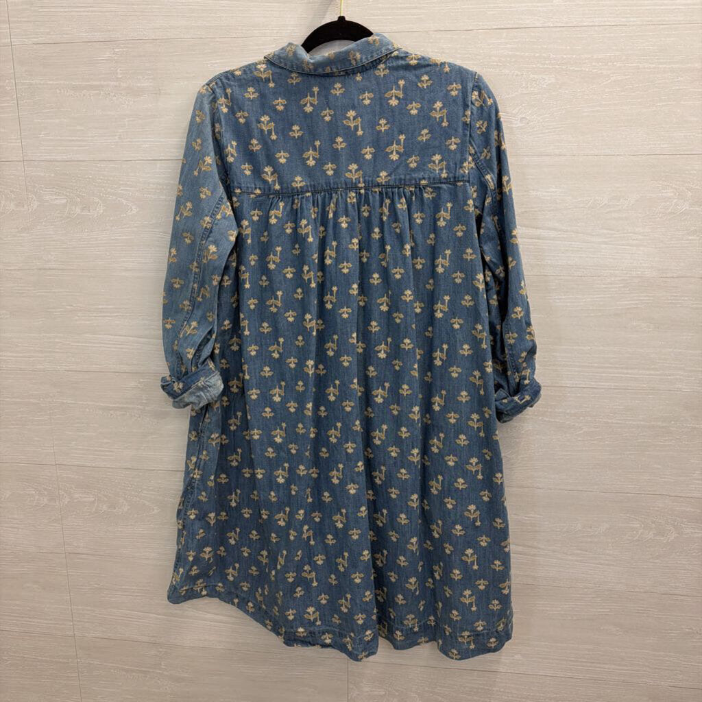 Pilcro Blue Chambray/ Cream Print Long Sleeve Half Button Front Dress 2