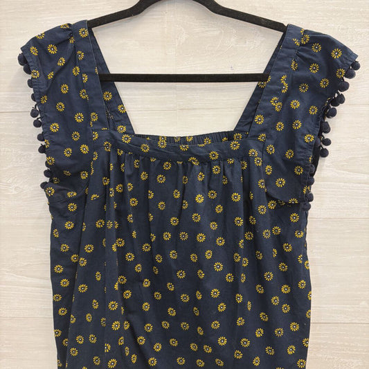J Crew Navy/ Yellow Print Top Small