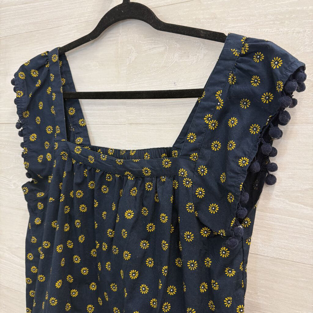 J Crew Navy/ Yellow Print Top Small
