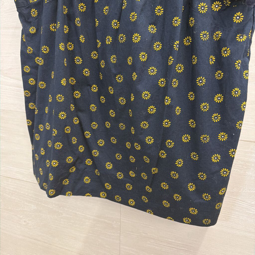 J Crew Navy/ Yellow Print Top Small