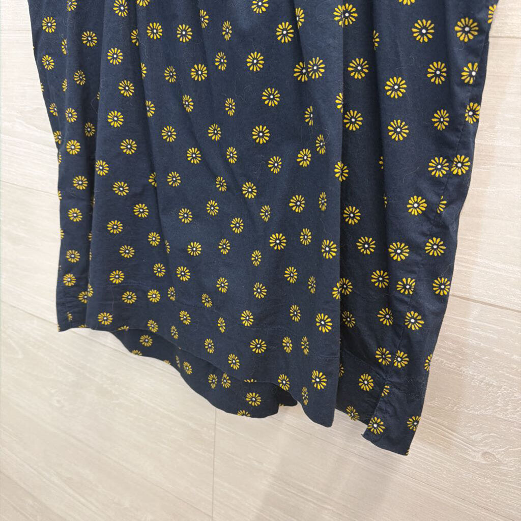 J Crew Navy/ Yellow Print Top Small