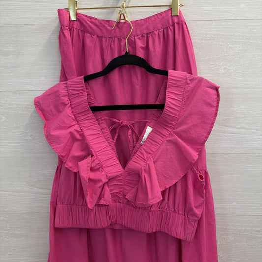 Japna Pink Cropped Top/ Maxi Skirt Set Large