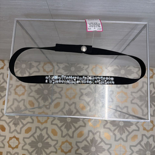 Black Stretchy Embellished Thin Belt Small/ Medium