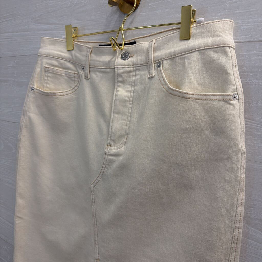Veronica Beard Cream Denim Split Front Midi Skirt 10
