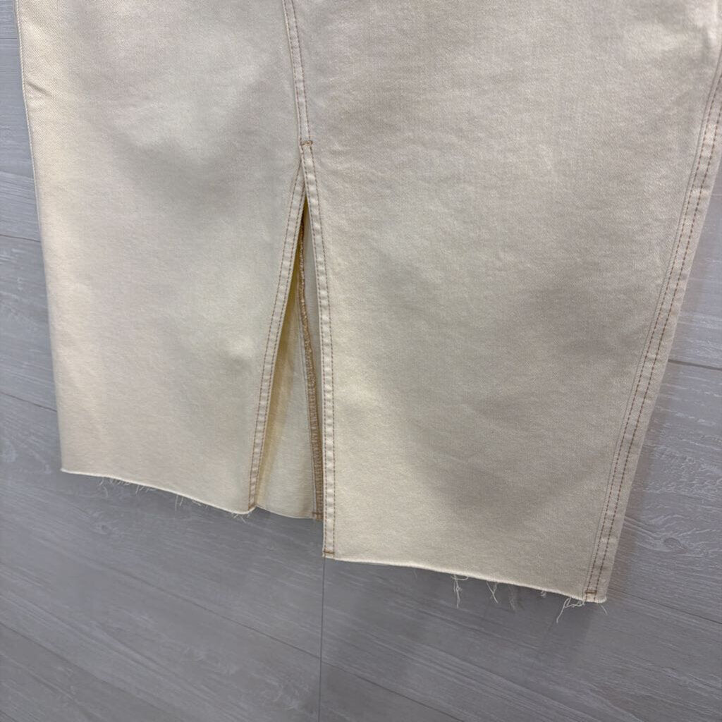 Veronica Beard Cream Denim Split Front Midi Skirt 10