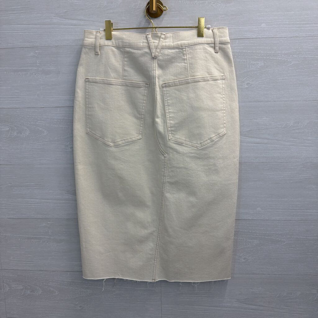 Veronica Beard Cream Denim Split Front Midi Skirt 10
