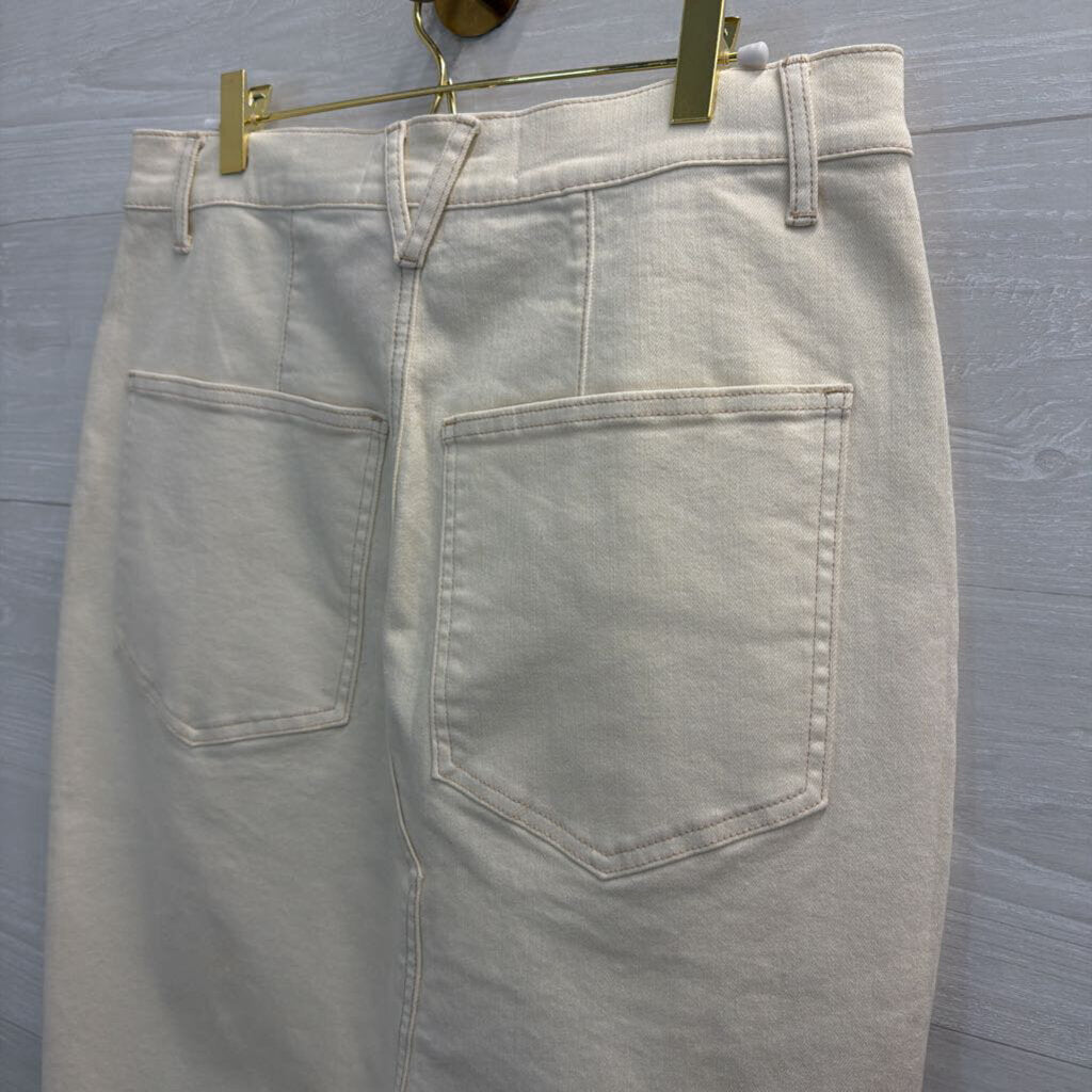 Veronica Beard Cream Denim Split Front Midi Skirt 10