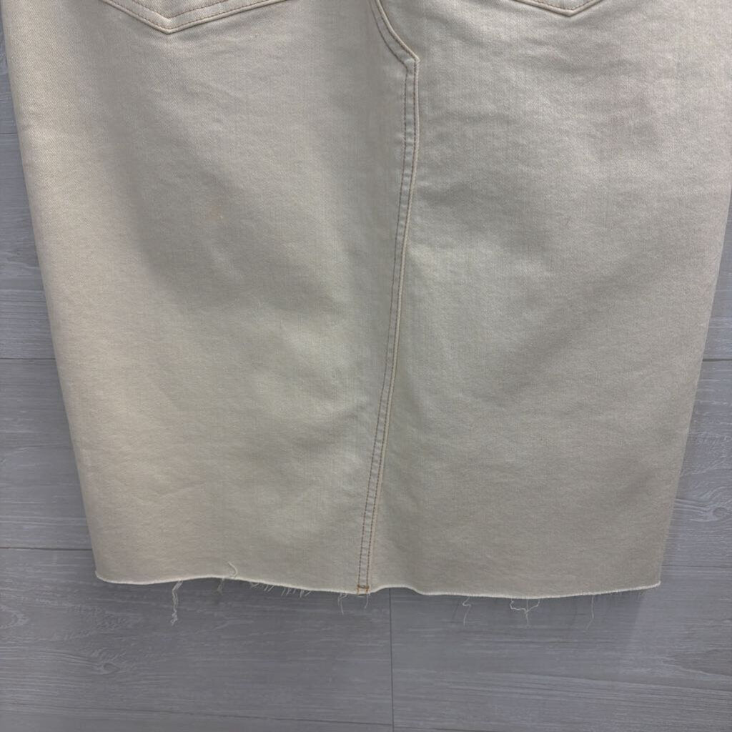 Veronica Beard Cream Denim Split Front Midi Skirt 10
