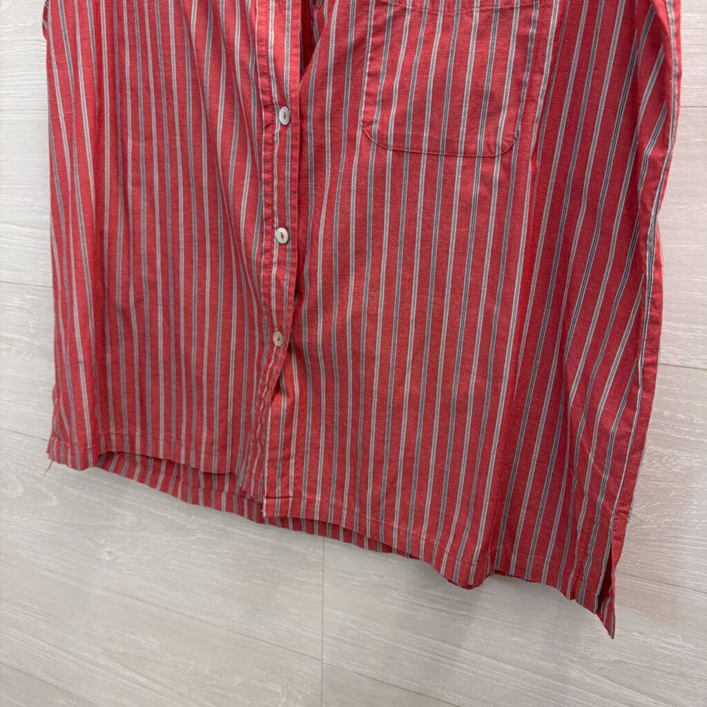 Vintage Diane Peterson Red Striped Sleeveless Button Down Top Large