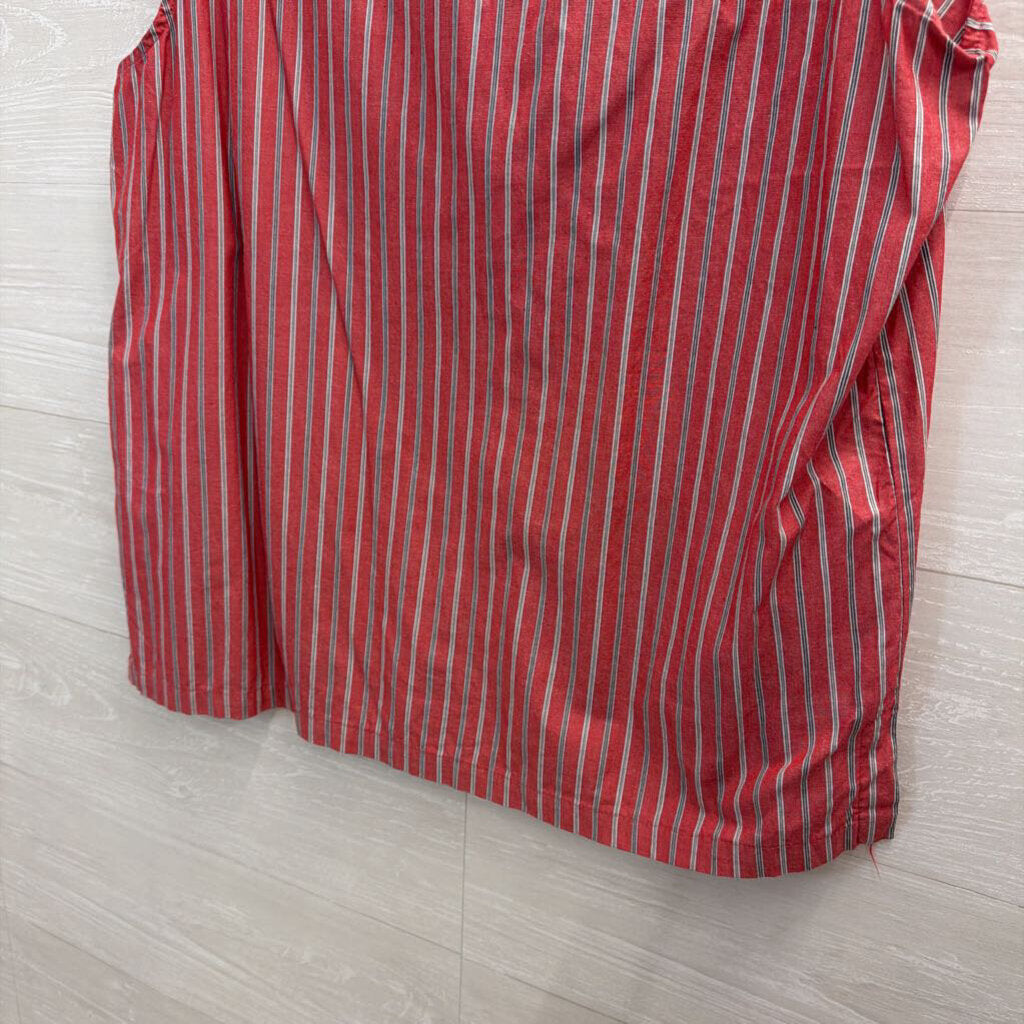 Vintage Diane Peterson Red Striped Sleeveless Button Down Top Large