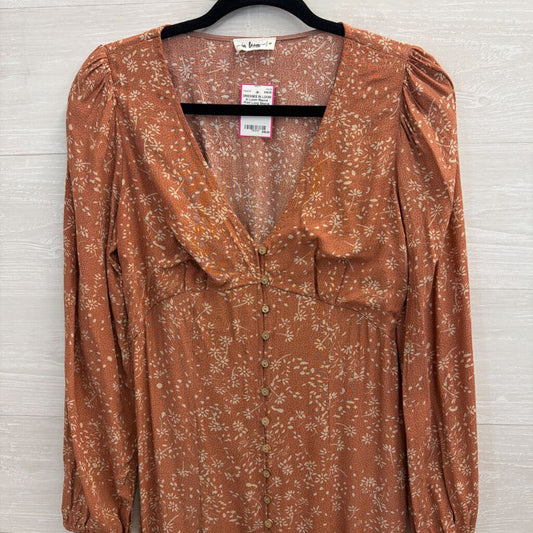In Loom Mauve Print Long Sleeve Maxi Dress Medium