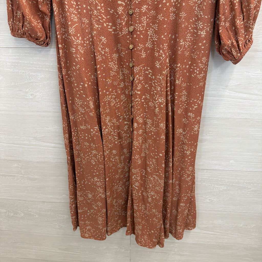 In Loom Mauve Print Long Sleeve Maxi Dress Medium