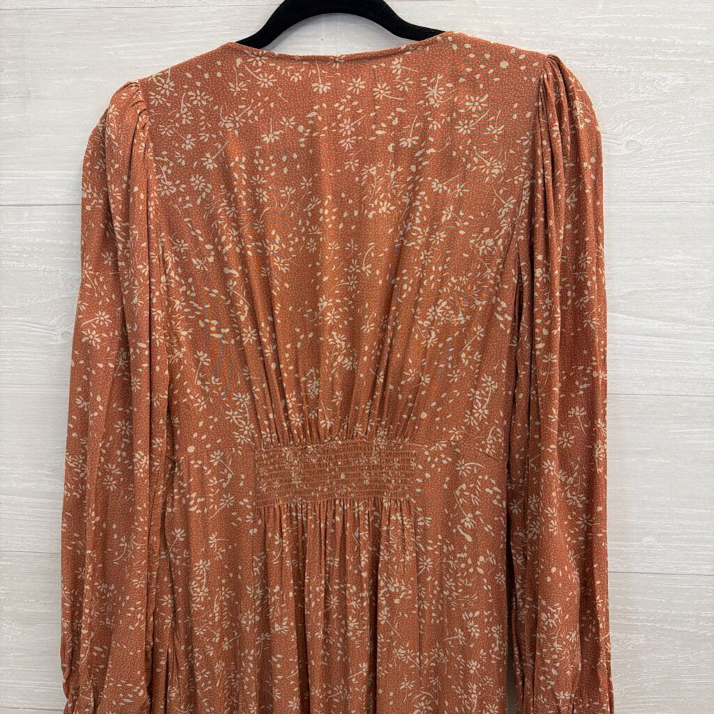 In Loom Mauve Print Long Sleeve Maxi Dress Medium