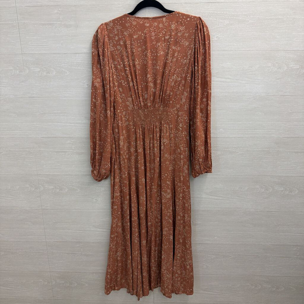In Loom Mauve Print Long Sleeve Maxi Dress Medium