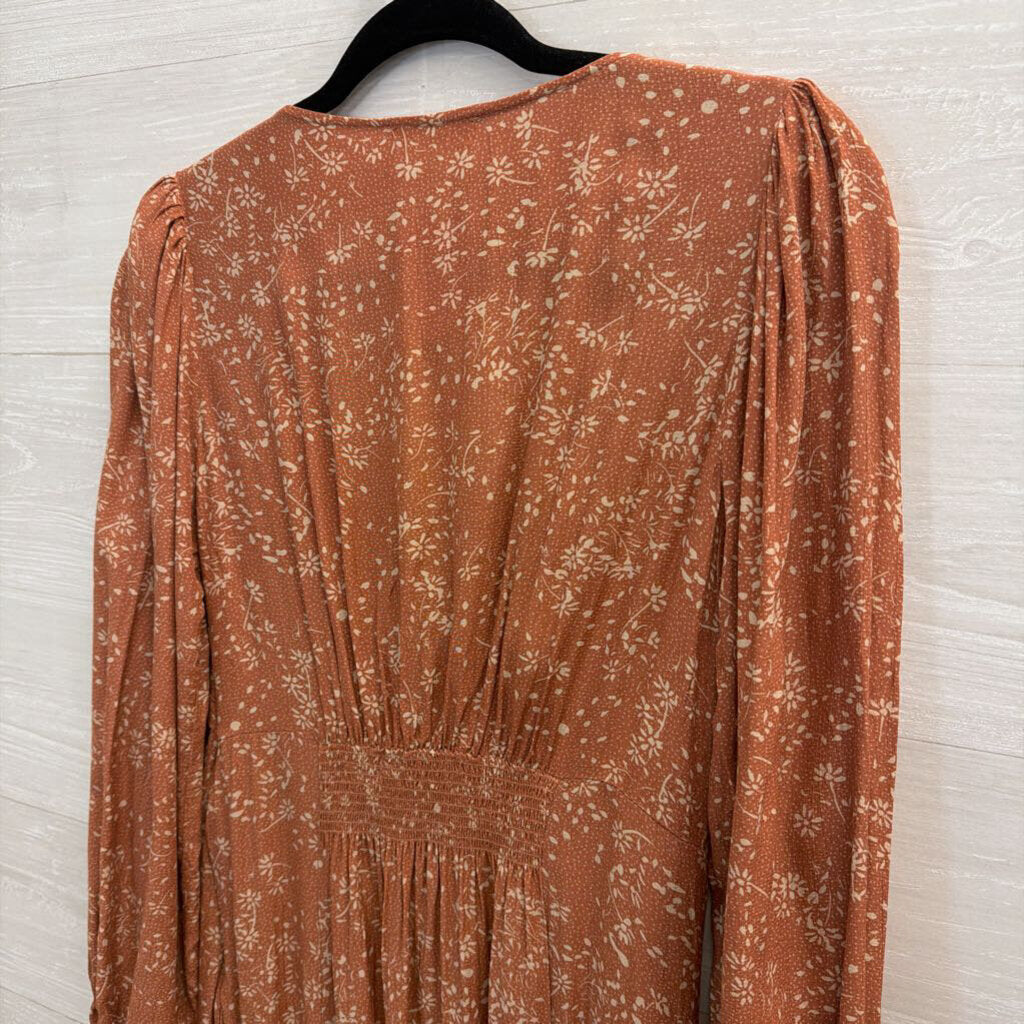 In Loom Mauve Print Long Sleeve Maxi Dress Medium