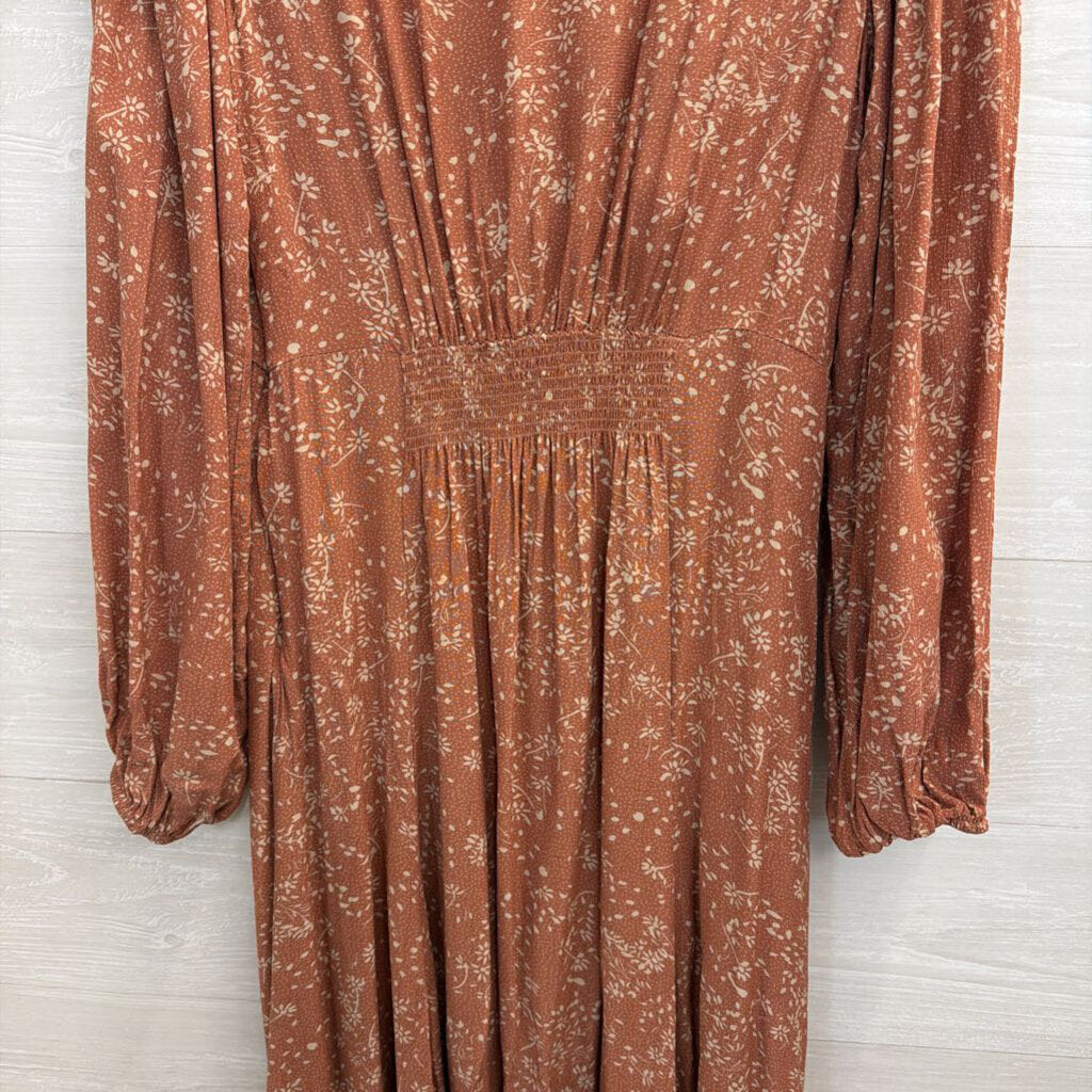In Loom Mauve Print Long Sleeve Maxi Dress Medium