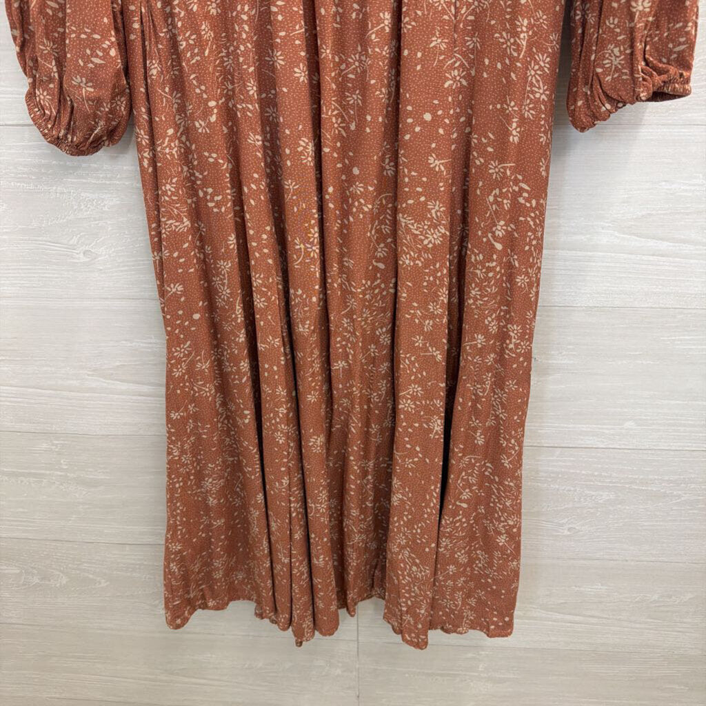 In Loom Mauve Print Long Sleeve Maxi Dress Medium