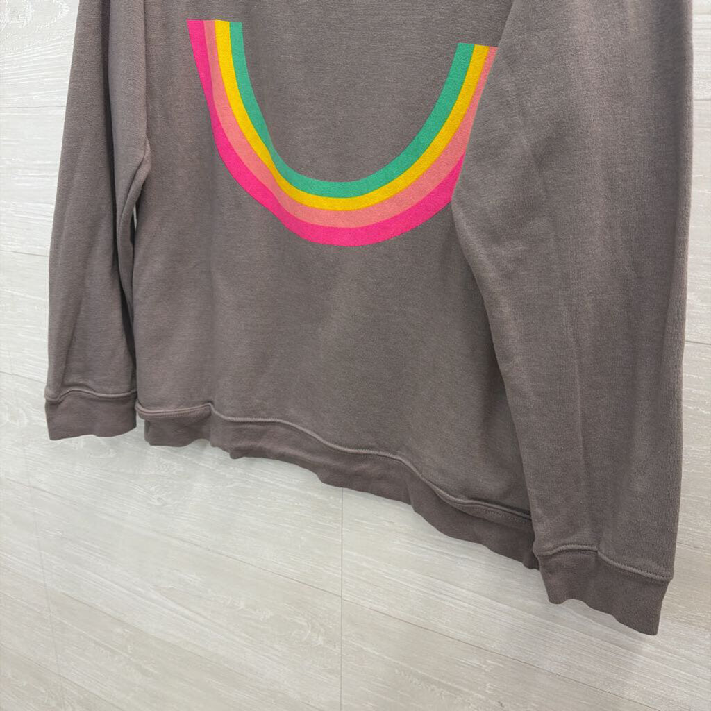 Natural Life Grey/ Multi Smiley Face Print Long Sleeve Top Medium