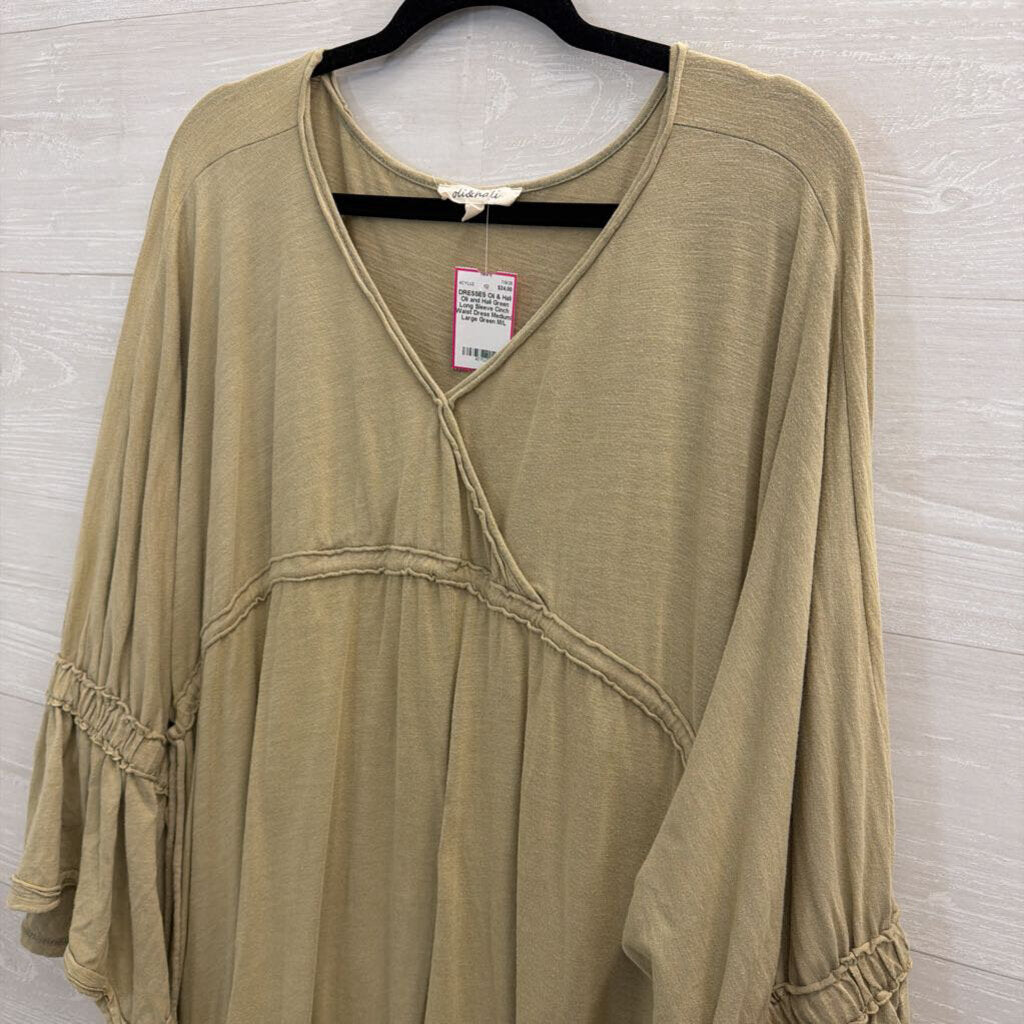 Oli and Hali Green Long Sleeve Cinch Waist Dress Medium/ Large