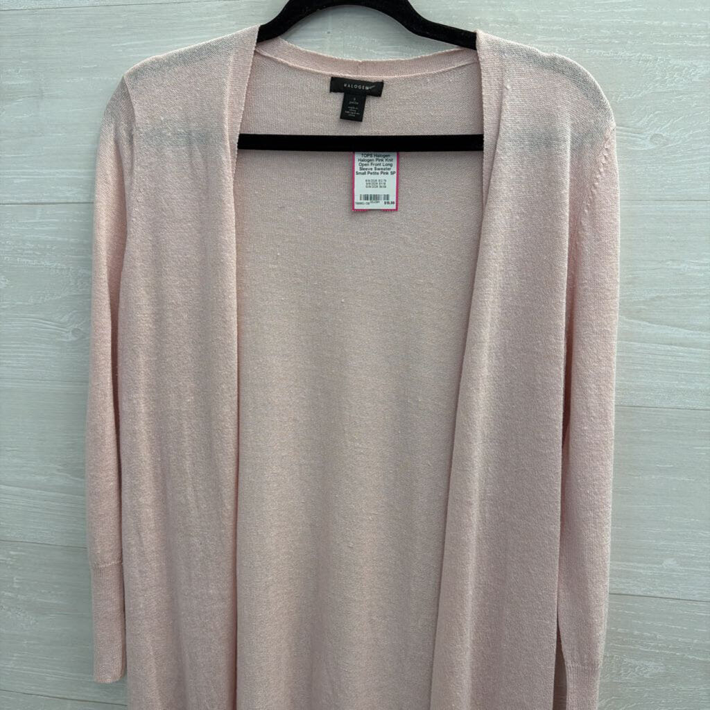 Halogen Pink Knit Open Front Long Sleeve Sweater Small Petite