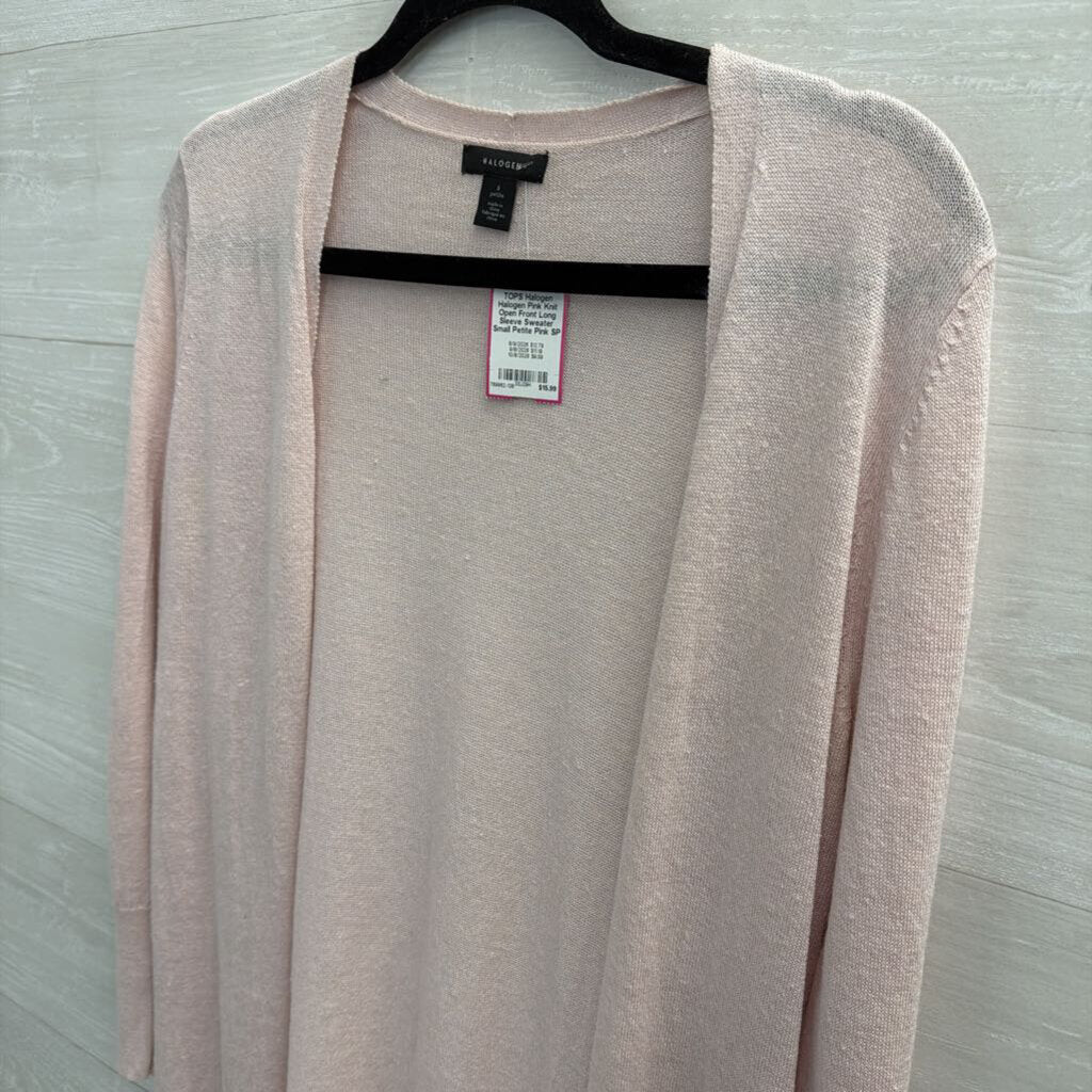 Halogen Pink Knit Open Front Long Sleeve Sweater Small Petite