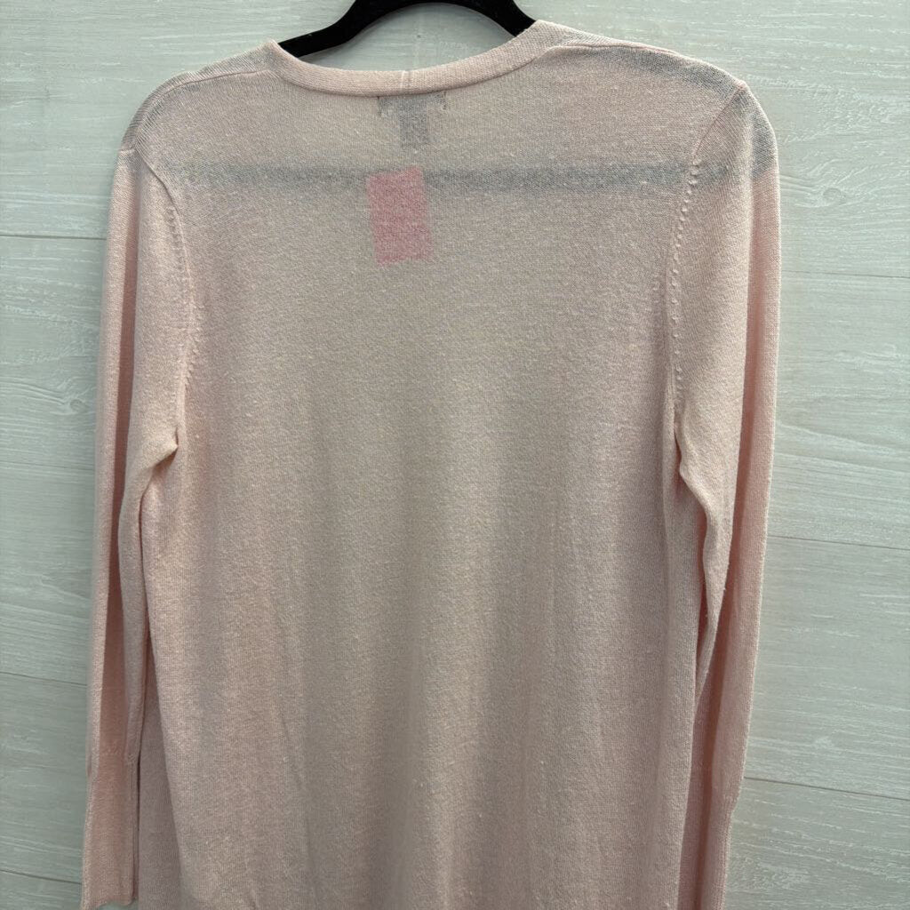 Halogen Pink Knit Open Front Long Sleeve Sweater Small Petite