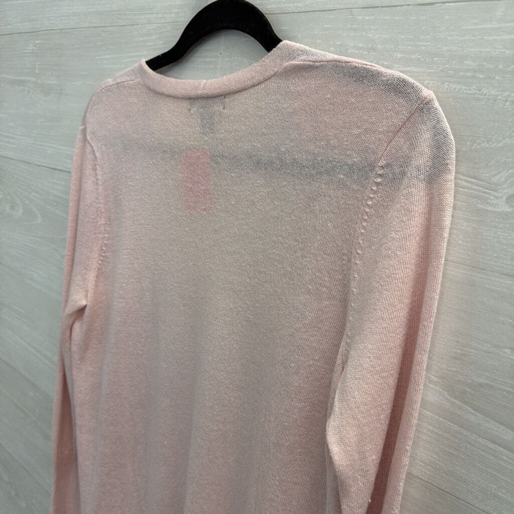 Halogen Pink Knit Open Front Long Sleeve Sweater Small Petite