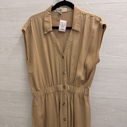 Thread and Supply Brown Short Sleeve Button Front Midi Dress Large