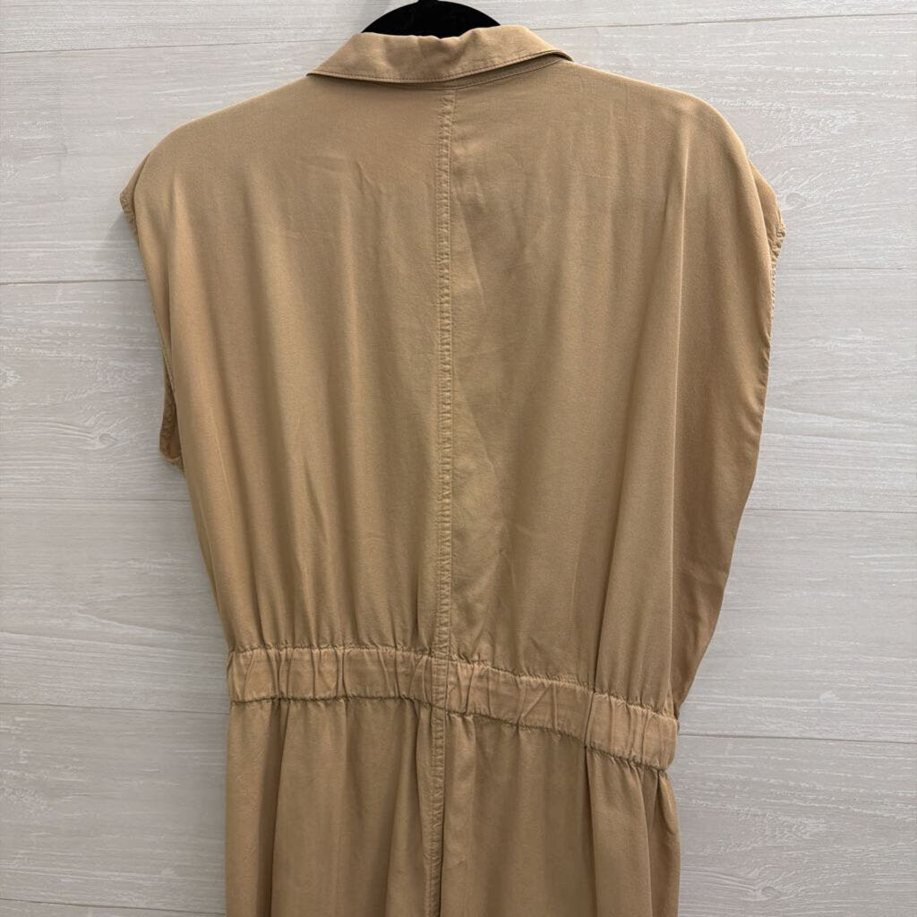 Thread and Supply Brown Short Sleeve Button Front Midi Dress Large