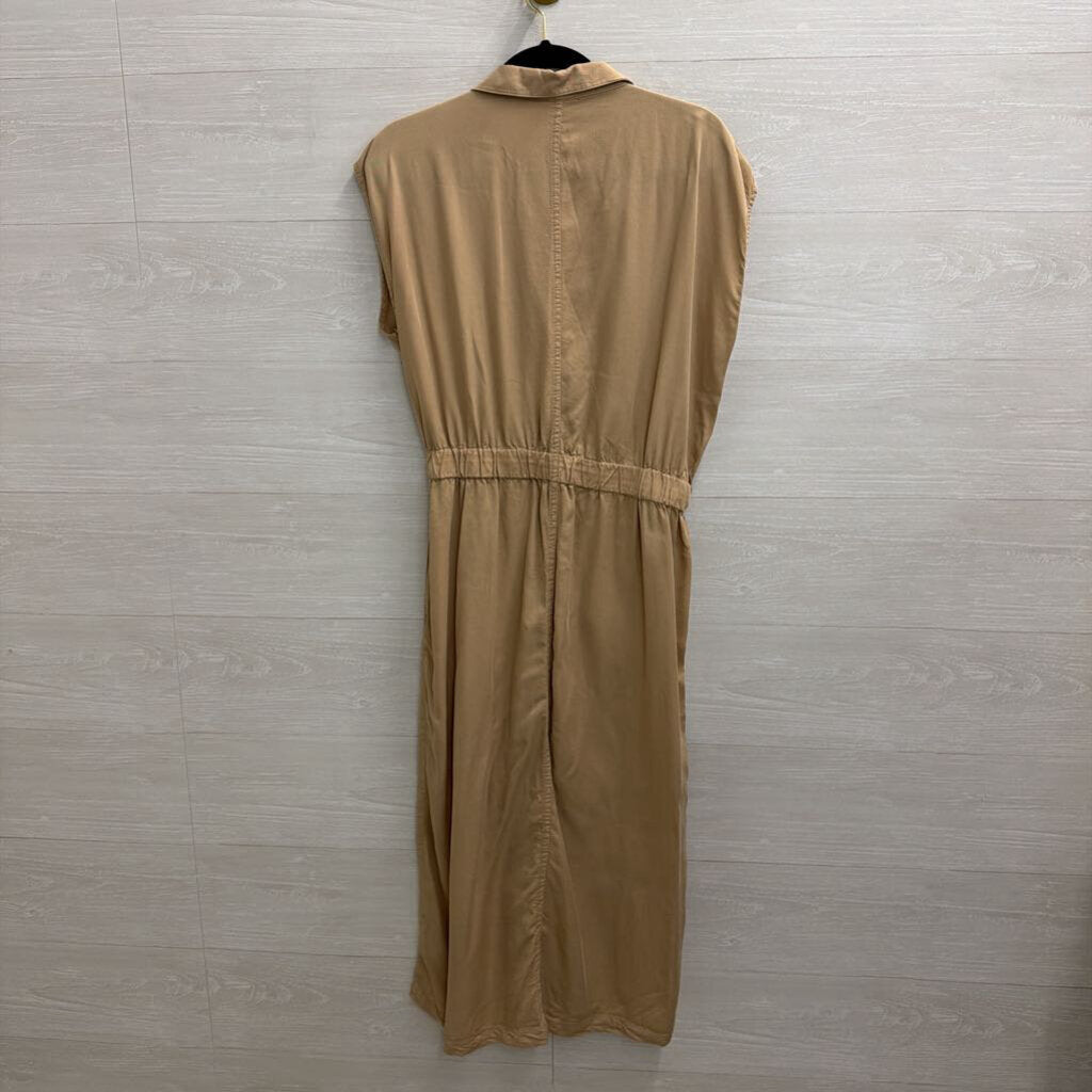 Thread and Supply Brown Short Sleeve Button Front Midi Dress Large