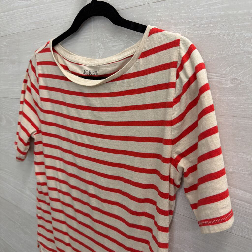 J Crew Red/ White Striped Short Sleeve Top Medium